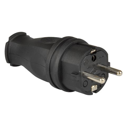 TP ELECTRIC - 1x16A - Kauçuk Düz Fiş (Siyah) - 3101-301-0300