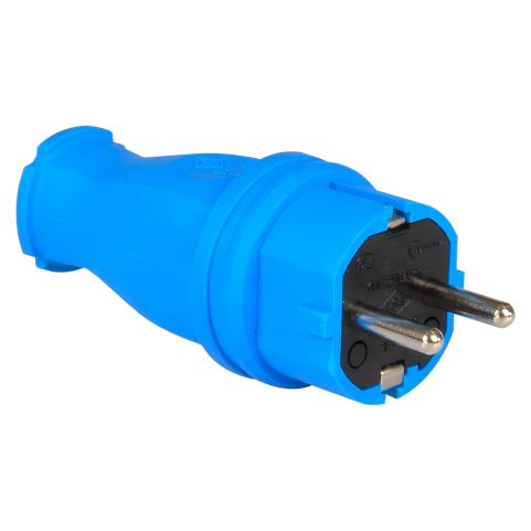 TP ELECTRIC - 1x16A - Kauçuk Düz Fiş (Mavi) - 3101-301-0900