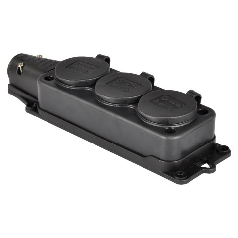 TP ELECTRIC - 1x16A - Kauçuk Üçlü Grup Priz (Siyah)	- 3101-308-0300